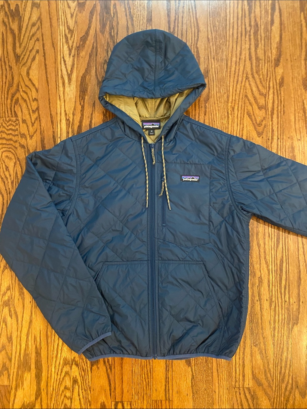 EUC Patagonia Diamond Quilted Navy Hoody Jacket